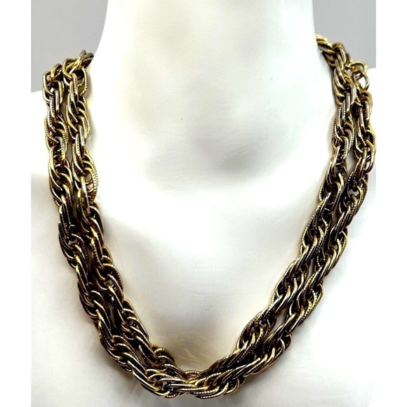 Vintage Whiting Davis M47Gold & Silver Tone Twisted Rope Chain - Picture 2 of 9